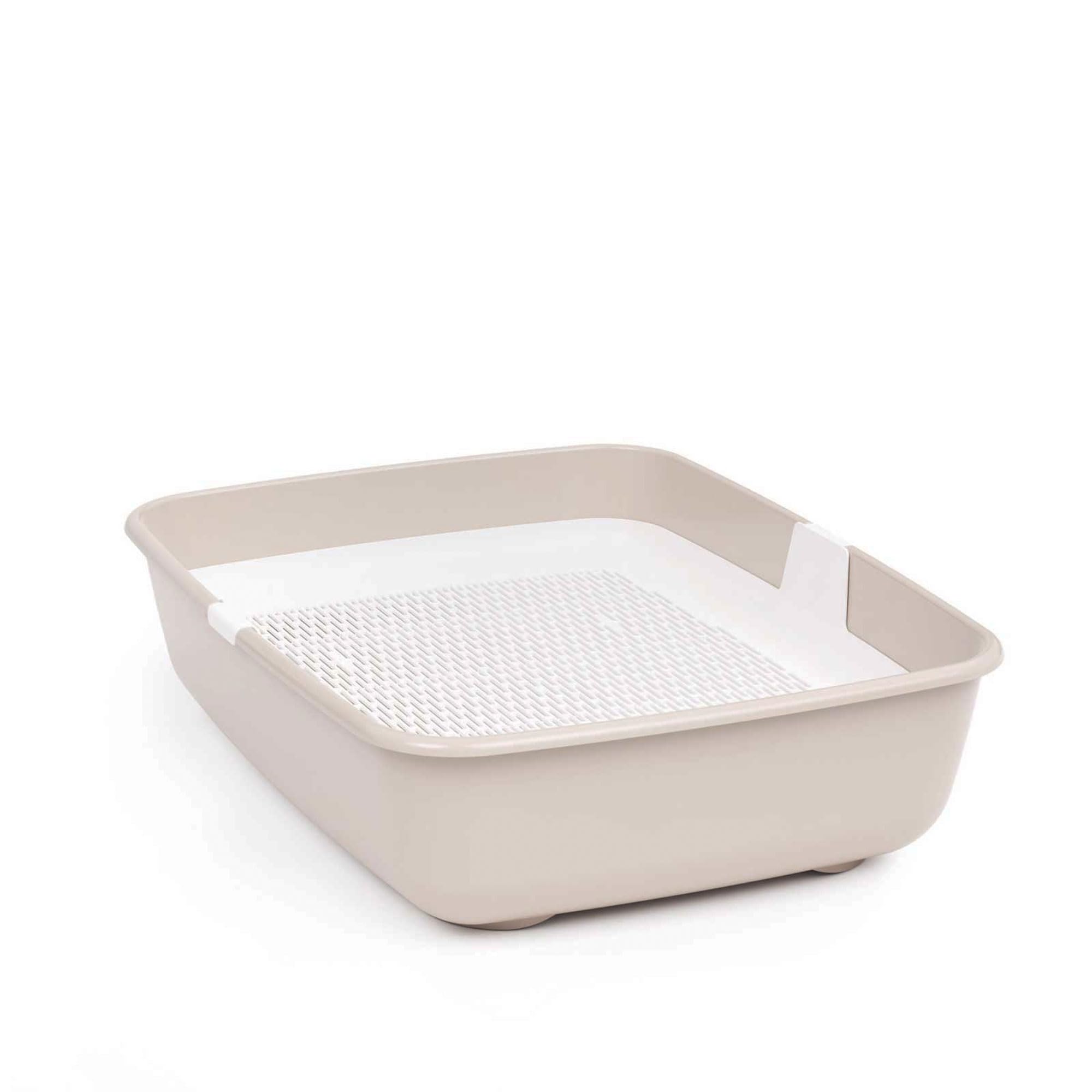 4BIG.fun Set Katzentoilette mit Reinigungssieb und Erste Schalentoilette für Kätzchen Katzenbabys Kaninchen Katzenklo Reinigungssieb Beige