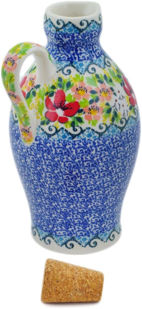 Polmedia Polish Pottery Bottle UNIKAT - Petal Dance Pattern Handmade in Boleslawiec Poland by Ceramika Artystyczna + Certificate of Authenticity