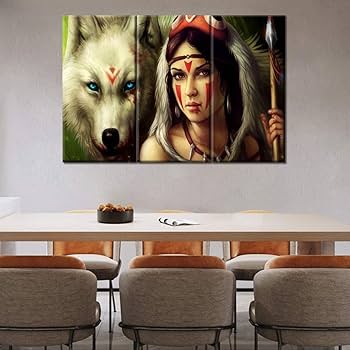 2173❣️ インディアン　女性　オブジェ　看板 Amazon.co.jp: MUZHINING ネイティブアメリカンのウォールアート