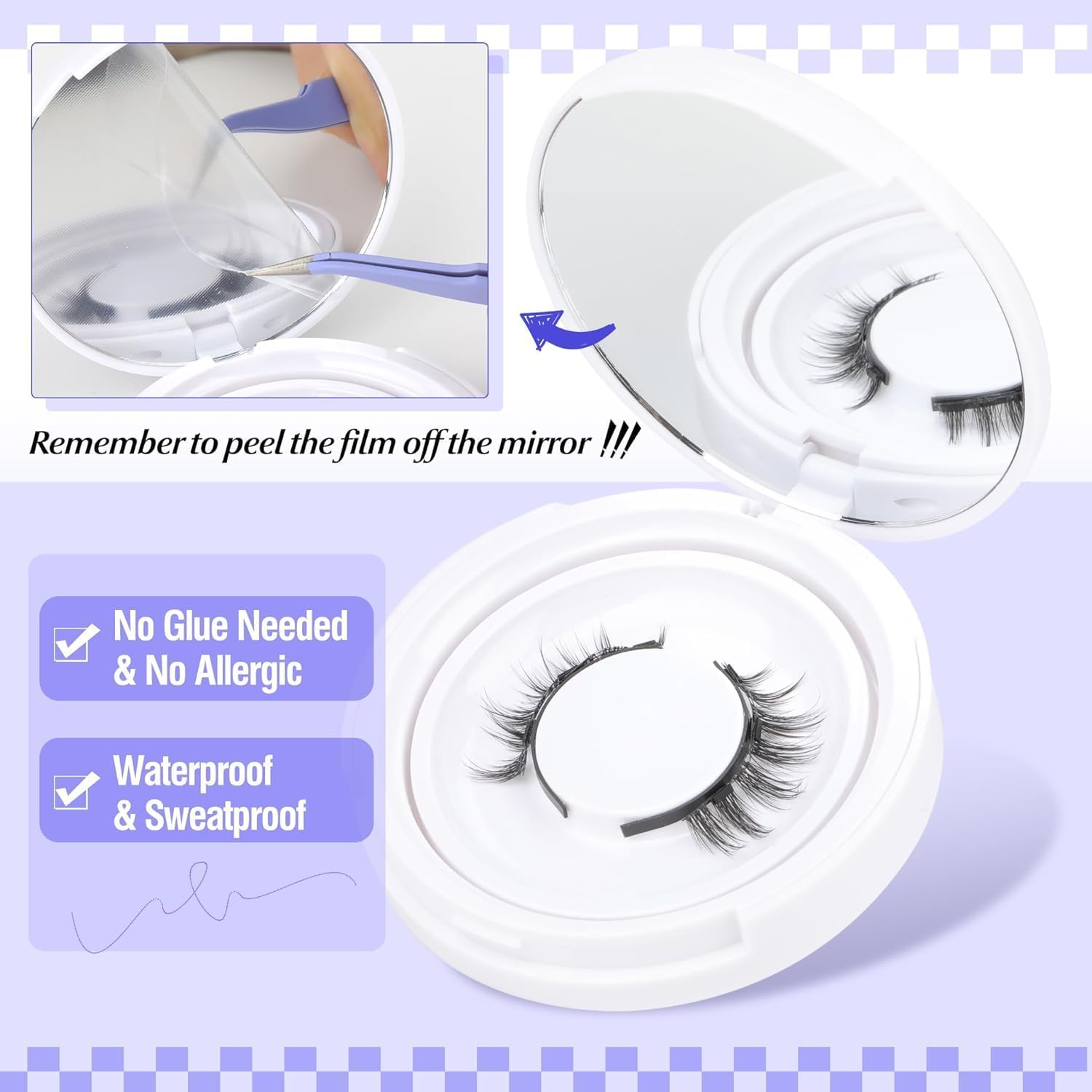 NIYANETAIL Magnetic Eyelashes Without Eyeliner | Natural Reusable Magnetic Lashes Kit with Applicator | No Glue Needed | Lightweight Manga Style False Lashes | 1 Pair for Anime Eye Look 3