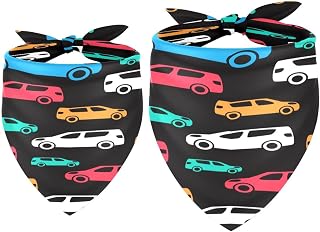 Paquete de 2 pañuelos coloridos para perro, diseño de coches en color negro, bufanda para perro, accesorios para perros pequeños, medianos y grandes, cachorros, gatos y mascotas