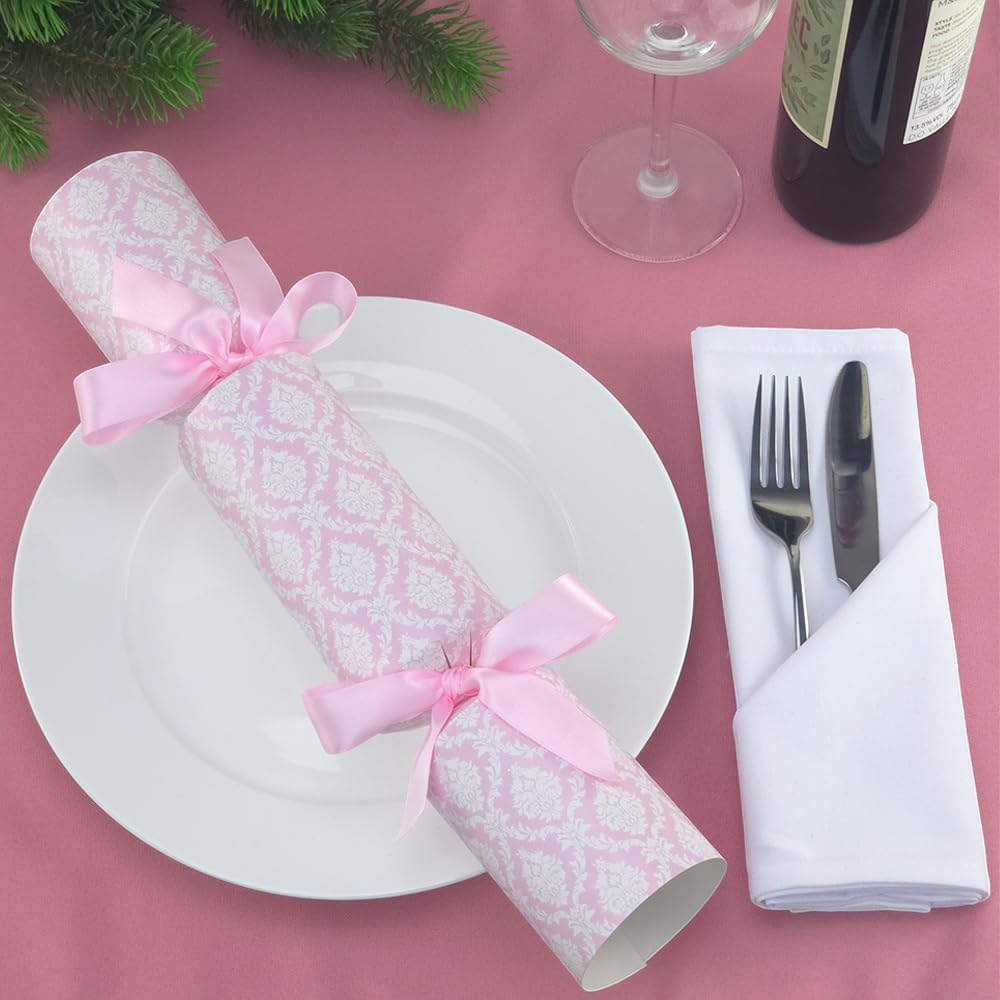 That's Crackers Pink Damask | 12 Large Crackers & Ribbon | Make And Fill Your Own
