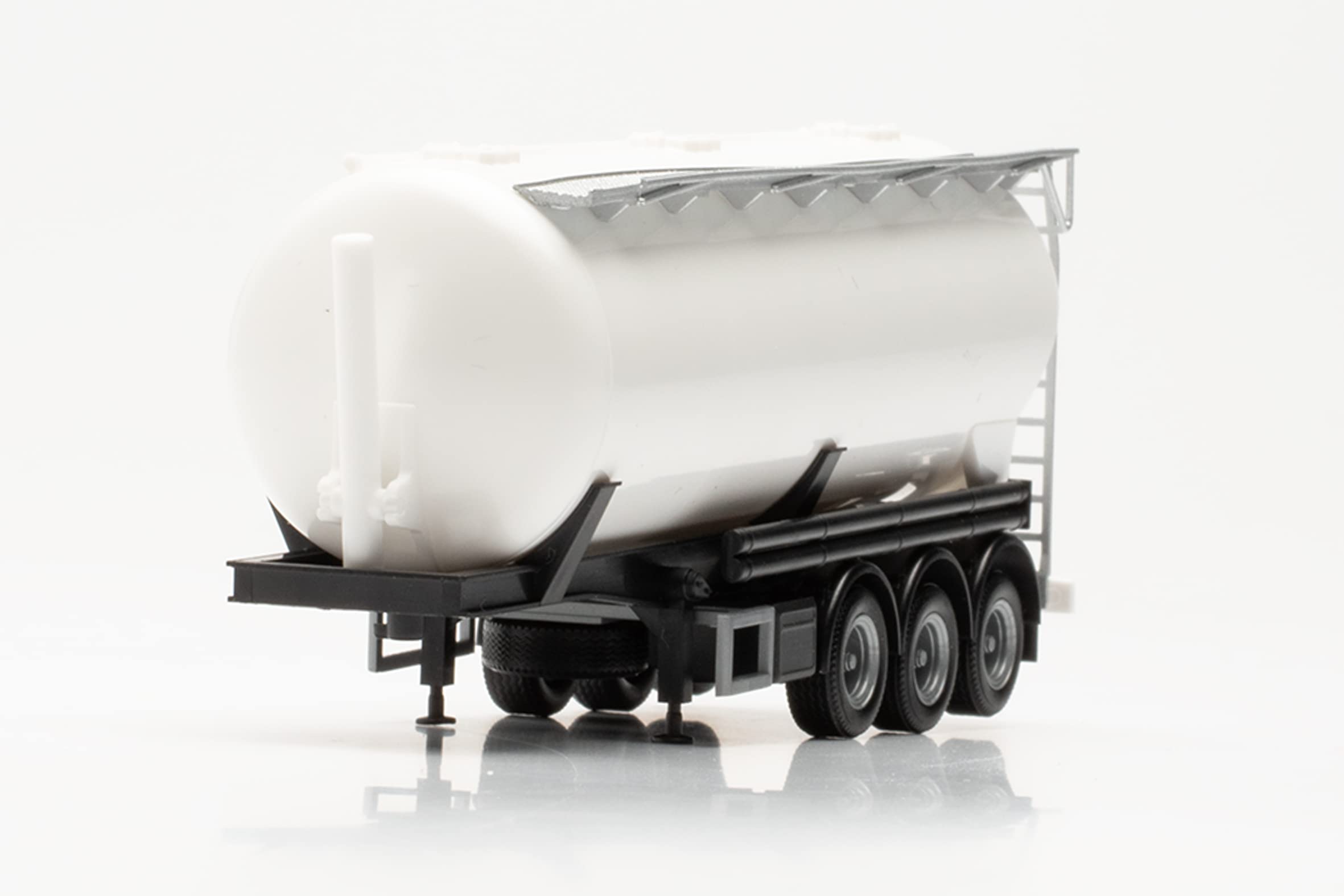 Herpa 075848-002 - Rimorchio a silo Feldbinder 42 m³, 1 pezzo, su una scala di 1: 87, da costruzione, modello in miniatura in plastica per lavori artigianali, bianco