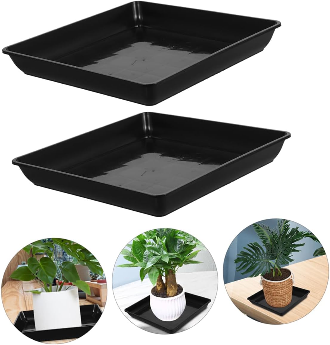 GANAZONO 3pcs Thick Rectangular Plant Pot Saucers Waterproof Drip Trays for Plants Multi-Color Flower Pot Bases Drainage for Potted