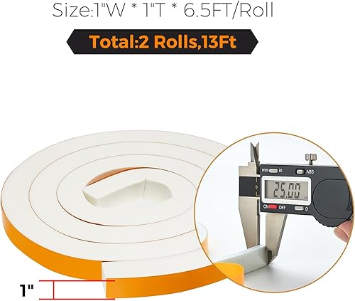Miniatura 4 de Tira de sellado de puerta de 1 pulgadas de ancho x 1 pulgada de alto, cinta aislante de puerta, cinta de espuma de alta densidad para marco de