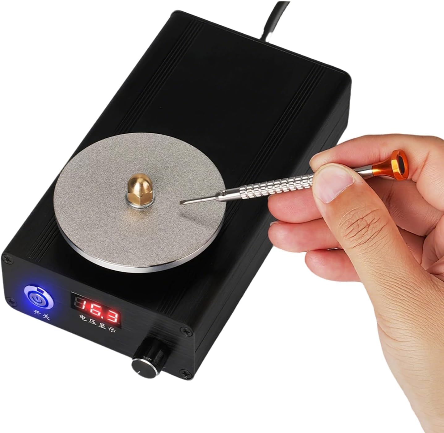 Adtzpc Engraving Knife Sharpening Machine, Portable Graver Grinding Machine with 3 Diamond Grinding Wheels, 0-3000 RPM Speed & Direction Adjustable, for Engraving Cutter, Crafts, CNC Tool