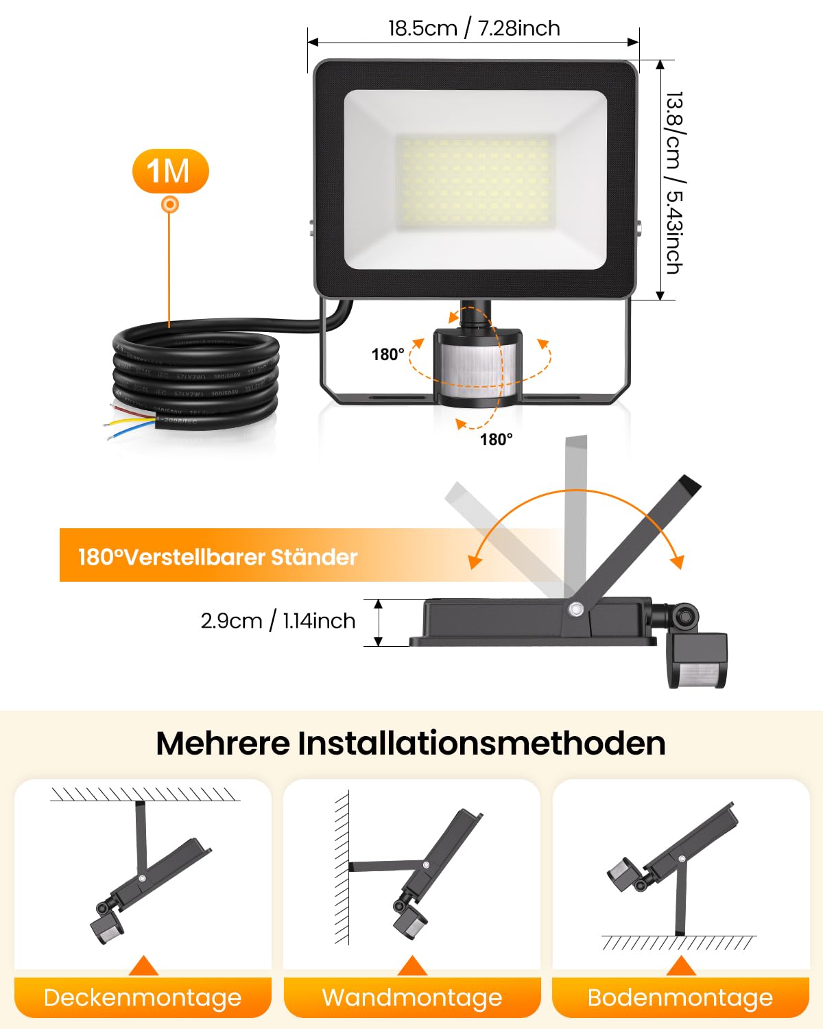 MEIKEE 60 W LED-spot Met Bewegingsmelder 6000LM Superheldere LED Schijnwerper Schijnwerper
