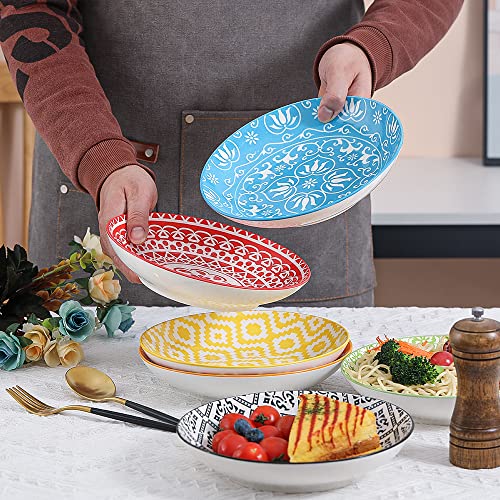 Foto von Suppenteller aus Porzellan, Tiefe Teller 6er Set 680ml, Pastateller, Spaghetti Tiefteller, Nudelschalen, Ramenschalen, große Salatschalen, Mehrzweckschalen