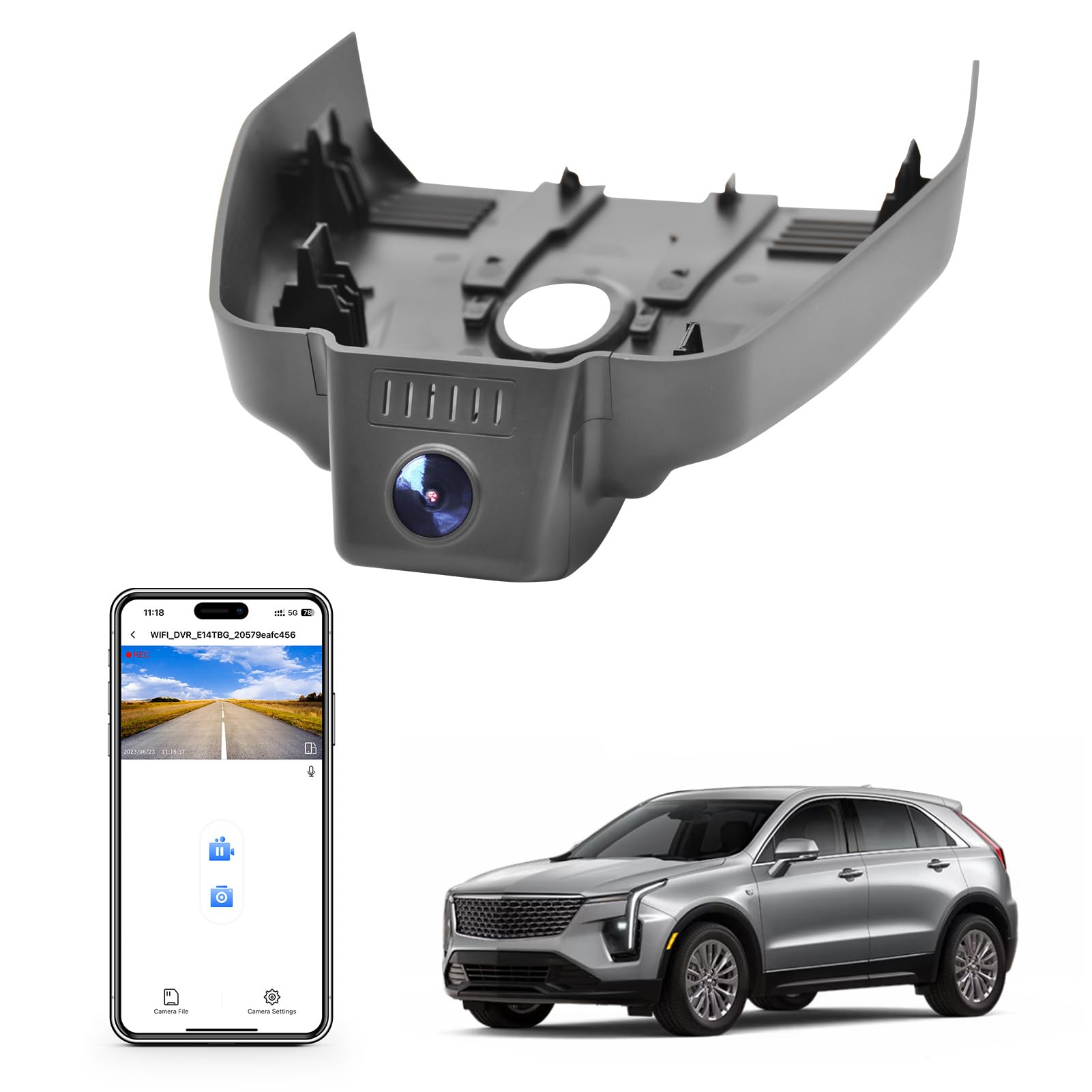 Mangoal 4K Dash Cam Custom fit for Cadillac XT4 2024 2025(Model C), UHD 2160P Video, Free App, WiFi, 64GB Card