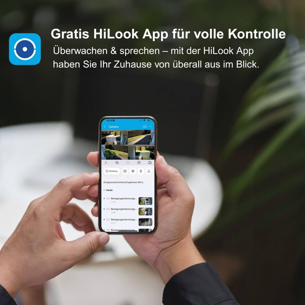 HiLook by HIKVISION - Telecamera di sorveglianza per esterni, 8 MP, Smart Hybrid Light, grandangolo 180°, cavo LAN/PoE, telecamera per esterni, rilevatore di movimento, visione notturna, slot per