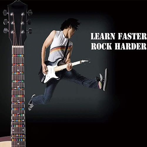 Miniatura 3 de Kimlong - Calcomanías para diapasón de guitarra, calcomanías de notas codificadas por colores, para diapasón, trastes, mapa, para principiantes,