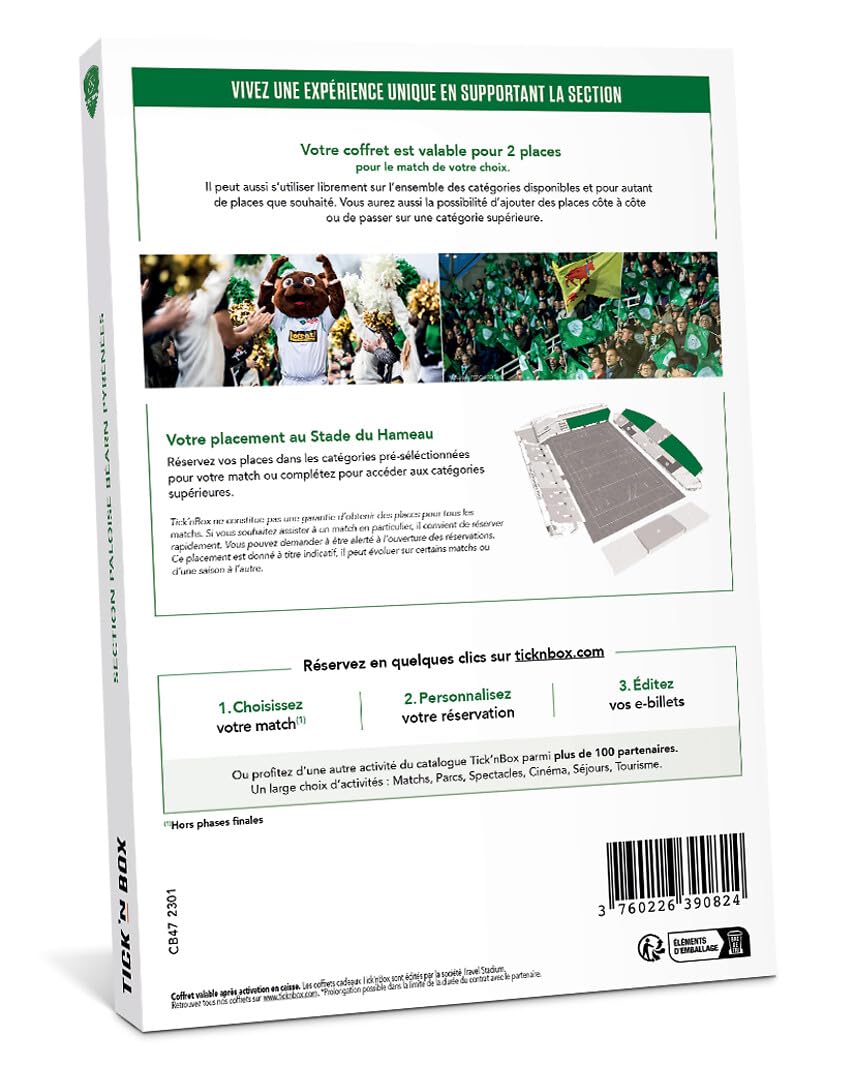 Wonderbox Connect - Coffret Cadeau - Section Paloise - 2 Places pour 1 Match au Choix - Parmi 15 matchs par an, valable pour Tous Les matchs à Domicile - Validité 27 Mois