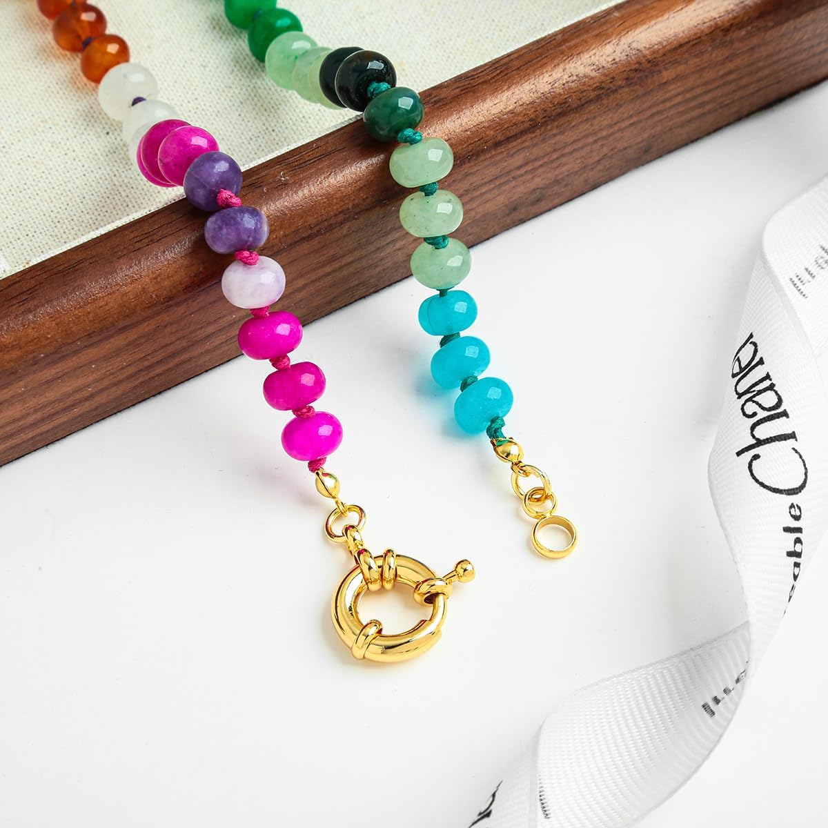 CLASSYZINT Amber Stone Beaded Gemstone Necklace for Women Boho Rainbow Bead Choker Neckalce Natural Stone Necklace - Image 8