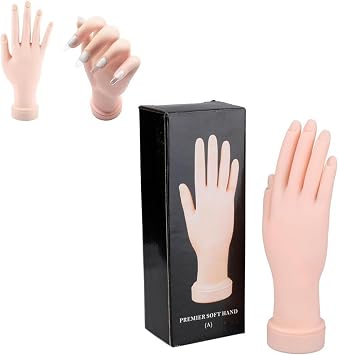 Practice Hand for Acrylic Nails,Mannequin Hands for Nails Practice,Flexible Bendable Fake Hand Manicure Nail Practice Hand,Silicone Manicure Training kit for Nail Art Training Display Skin