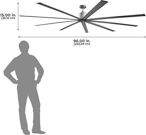 Miniatura 3 de Big Air - Ventilador de techo industrial para interiores y exteriores con control remoto, Plateado, 96-Inch