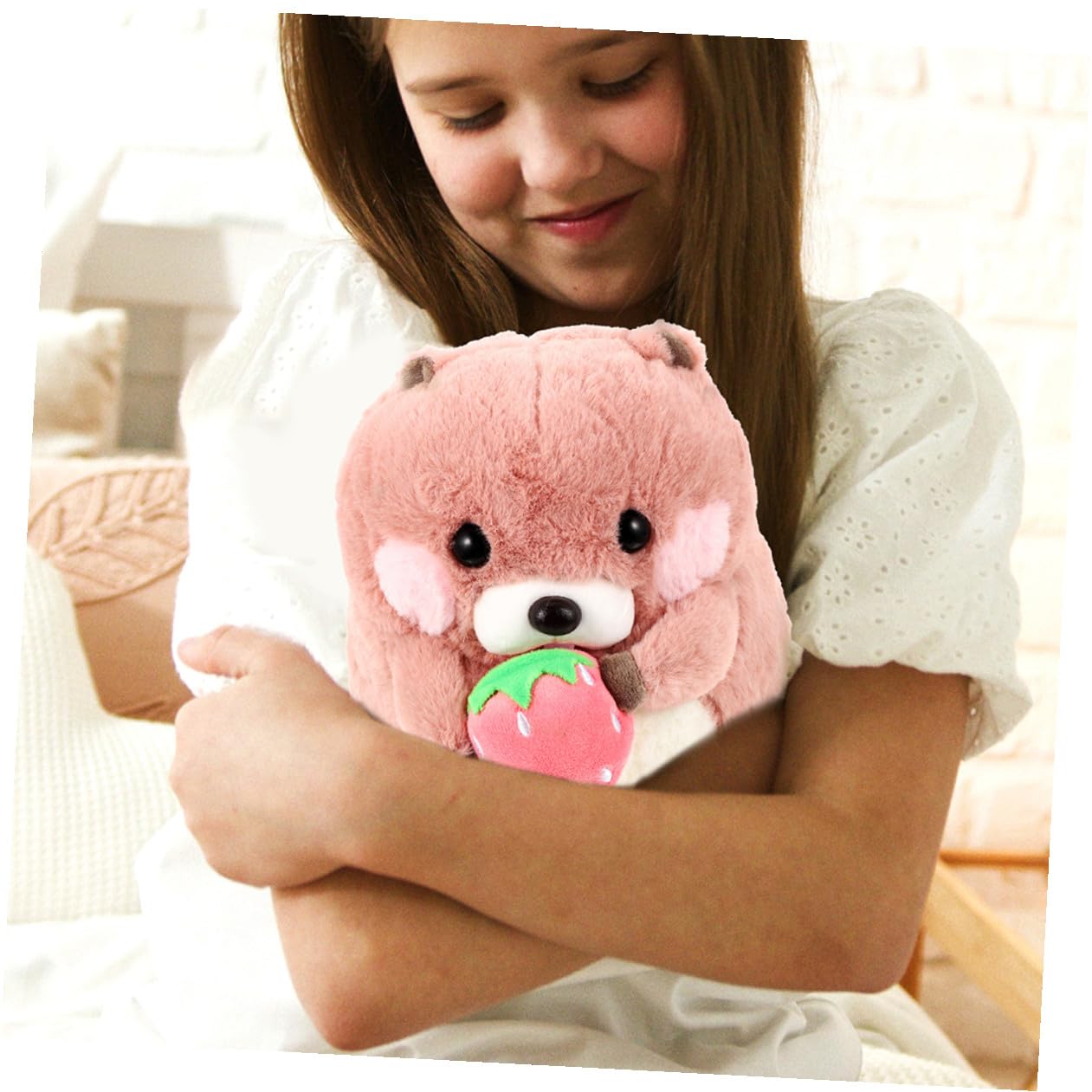 Muñeco y PP Cotton Rosa de Peluche de Felpa 1 Pieza de Marmota | Detalles Finos, Tacto Suave y Abrazable, Resistente Deformación, Decoración para Hogar y Coche
