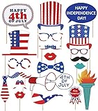 90shine Fourth/4th of July Photo Booth Decorations - Patriotic Props Party Supplies Red White Blue Decor(37 PCS)