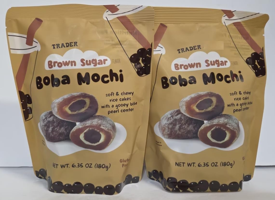 Trader Joe Brown Sugar Flavor Boba Mochi 6.35oz 180g (Two Bags)