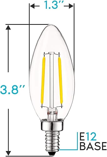 Miniatura 3 de LUXRITE Bombillas LED de candelabro vintage de 4 W, regulables, 400 lúmenes, blanco frío de 4000 K, bombillas LED equivalentes a 40 W, vidrio
