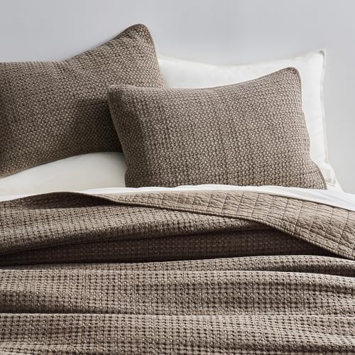 EverGrace Stonewashed Cotton Waffle Quilt Set, King Size, Mushroom Brown by EverGrace - Image 4