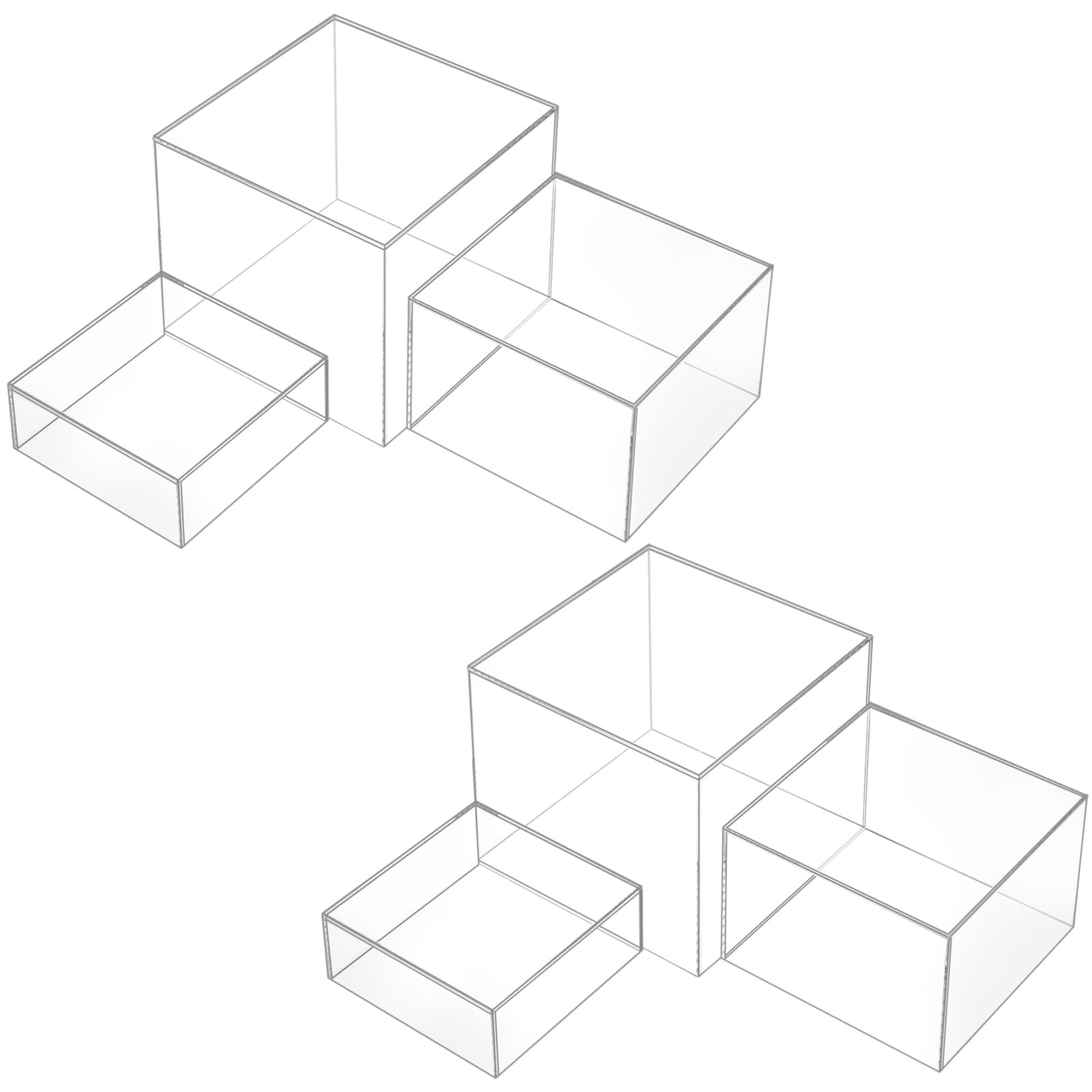 Amazon.com: 6 Pcs 3 Sizes Acrylic Display Riser Boxes,5 Sided with ...