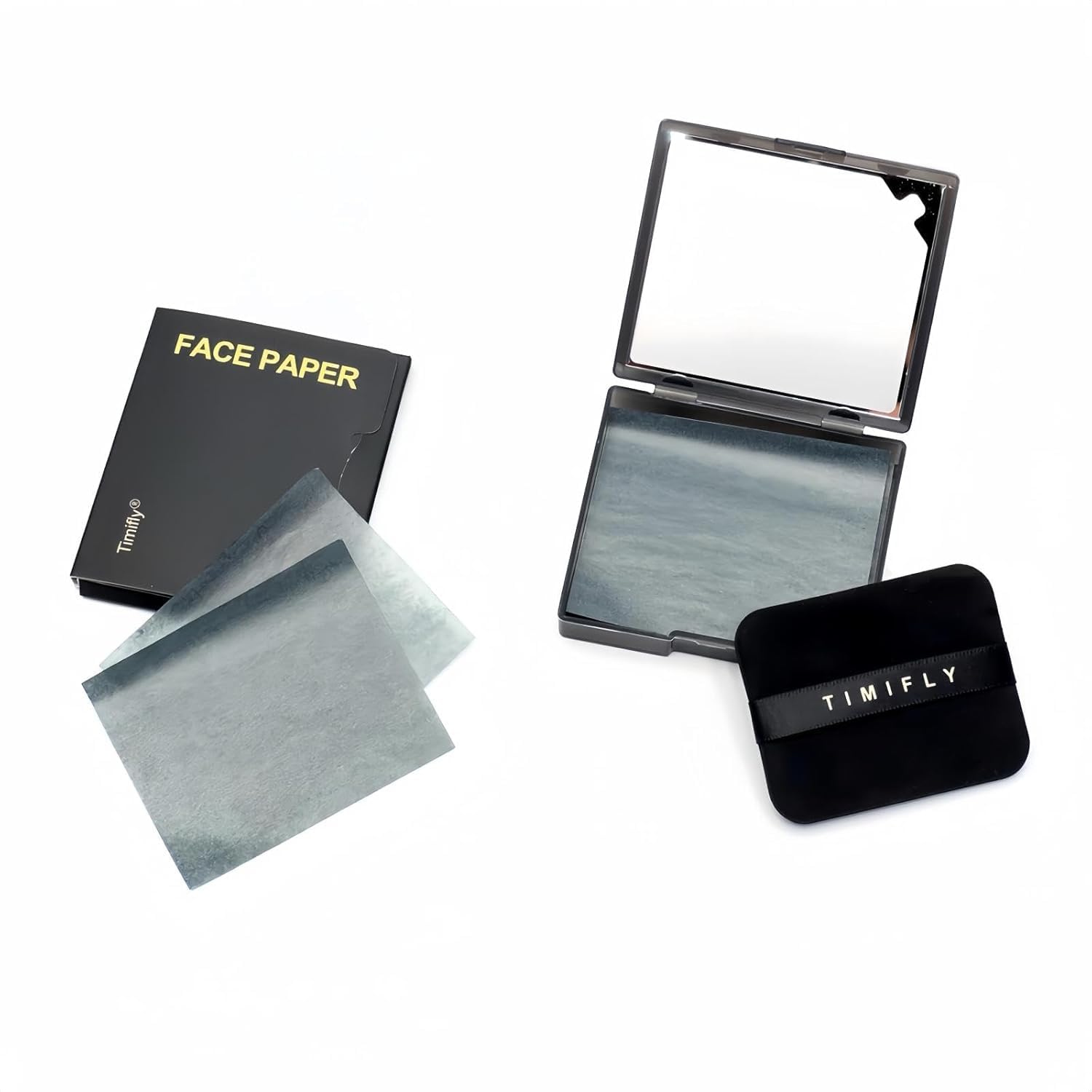 100Pcs Korean Face Blotting Paper for Oily Skin, Natural Linen Bloating Papers for Oily Face, Oil Absorbing Sheets for Face, with Built-in Mirror & Powder Puff Pad for Men and Women-image-5