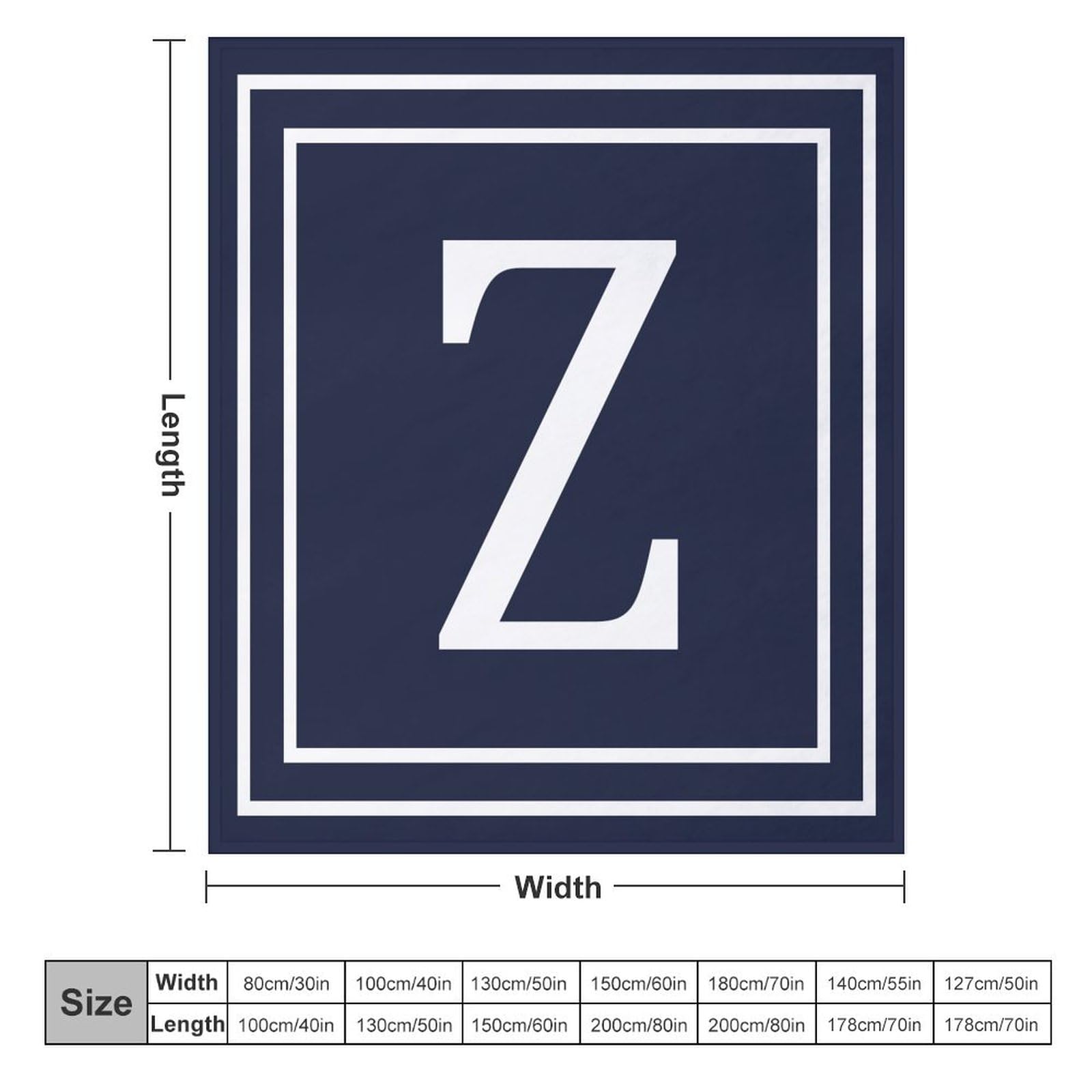 Manta de cama de felpa mullida y acogedora con letra Z con monograma de la letra Z y nombre de la familia, manta personalizada para decoración del hogar para niños, bebés, niñas y adultos,
