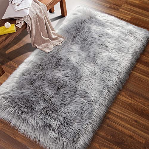 Faux Fur Rug Fluffy Rug Grey, Fluffy Carpet,Faux Sheepskin Rugs