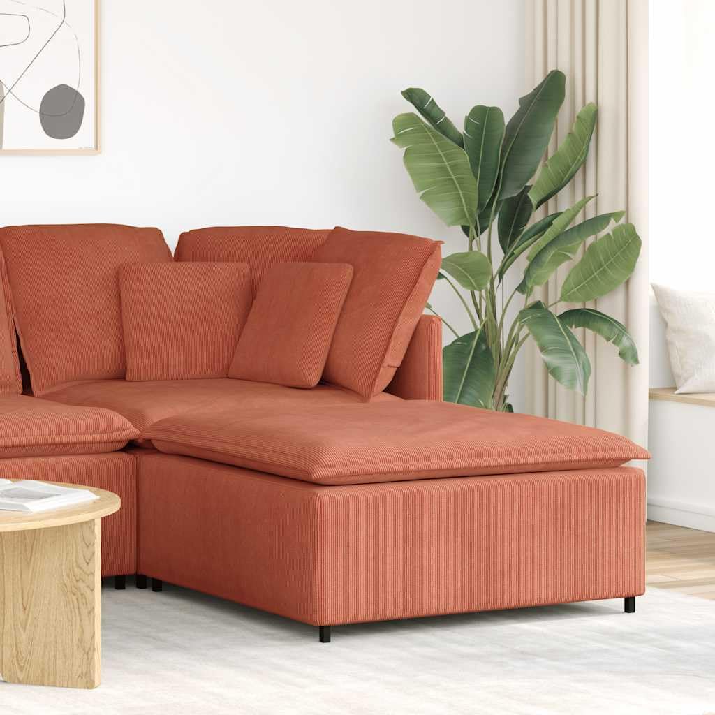 Canapé modulaire rouge orange en tissu côtelé extensible de salon | Dimensions 100x100x48cm