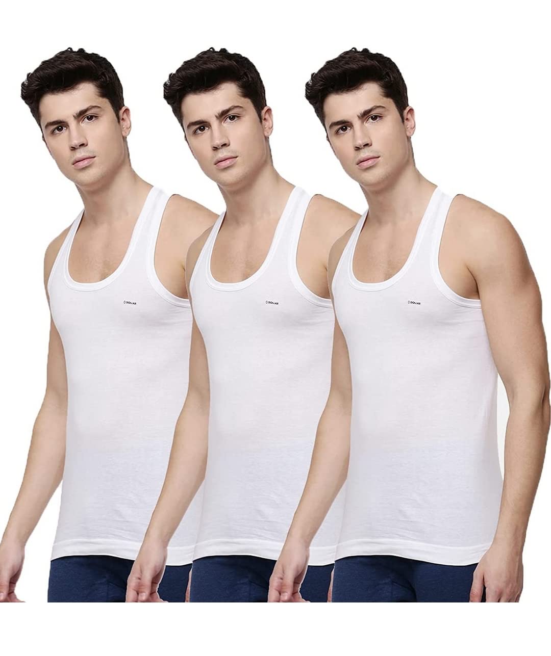 Dollar Bigboss Men's Sleeveless Vest White Set of 3 pc-picture-12