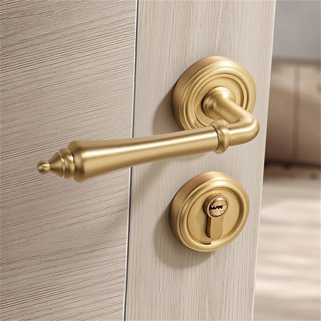 Door Knob Entry Door Handle with Lock for Front Entrance and Bedrooms Vintage Magnetic Mute Split Lock Doors Levers(Color3)