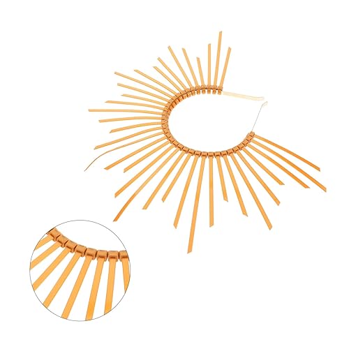 Miniatura 7 de Mobestech Diadema con halo de espigas corona de hoja tocados de doble capa para mujeres estilo bosque diosa decoración de cabello ángel dorado para