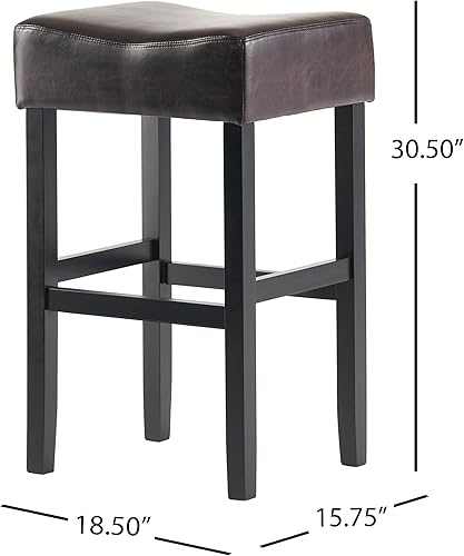 Miniatura 3 de Christopher Knight Home Portman - Taburetes de bar de cuero sin espalda, juego de 2 piezas, color marrón