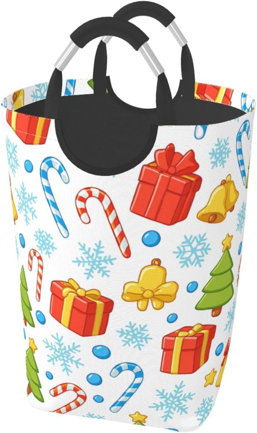 50l Laundry Basket Christmas Tree Candy Cane Waterproof Laundry Hamper Foldable Clothes Laundry Bag With Handles