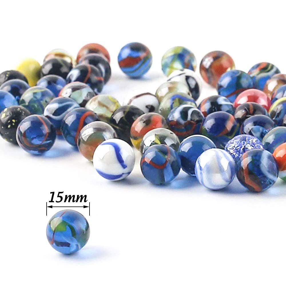 Jiahuade 100 canicas de colores de cristal, perlas con ojos de gato, 15 mm, para juegos de mármol y rellenos de jarrones