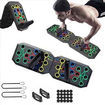 Foldable Push Up Board with Risistance Band,24-1 Multifunctional Multi-Functional Push Ups Bars,Push Up Handles for Floor for Men,Home Workout Equipment Pushup Stands for at Home Exercise- Fitness Accessories