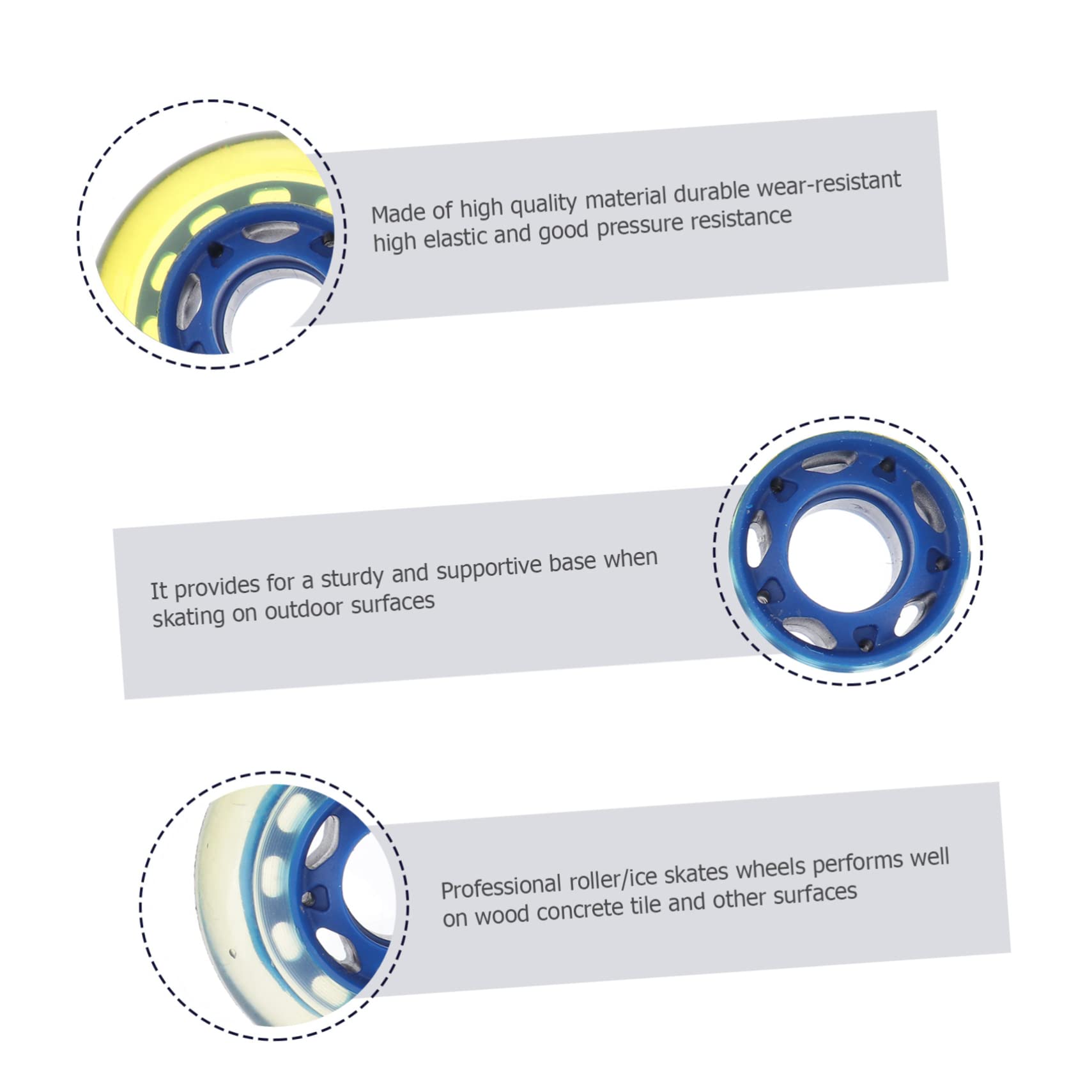 BIUDECO Replacement Ice Skates Wheels Set Mm High Elastic Pu Roller Skate Wheels Smooth for Pro Skaters