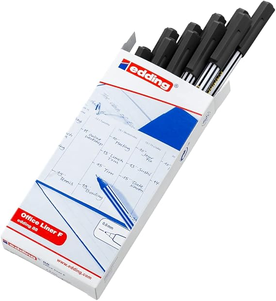 edding 88 Office Liner F Pen - Black (Pack of 10)
