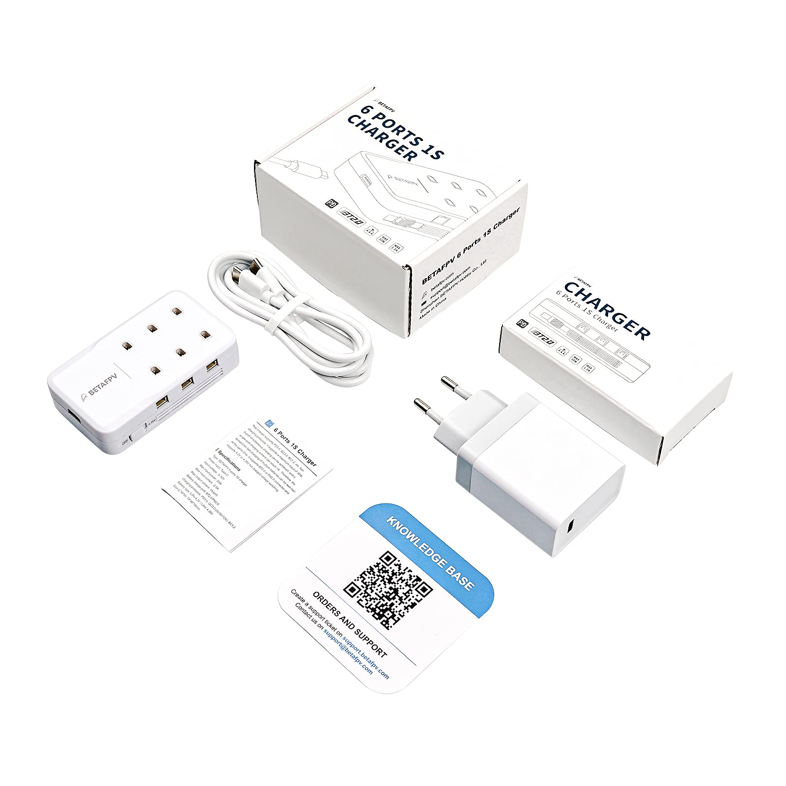 BETAFPV Chargeur de Batterie Lipo 1S 30W 6 Ports Type C 4,35V 1A LiHV pour Batterie 1S Lipo BT2.0/PH2.0