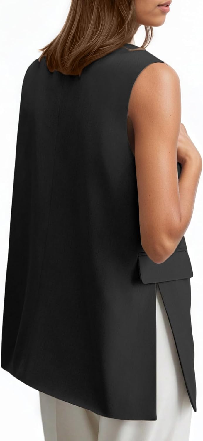 Mina Self 2026 Summer Women's Sleeveless Vest Tops - Lightweight Loose Fully Lined V-Neck Trendy Work Casual jacket - Image 2