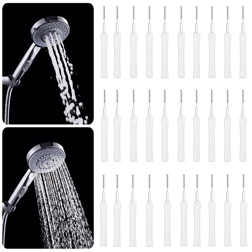 30Pcs Shower Head Cleaner Brushes, Small Wire Tube Brushes for Household Bathroom Cleaning, Anti-Clogging Shower Cleaning Brush with Thin Nylon Bristle, Multifunctional Small Hole Gap Cleaner Tool