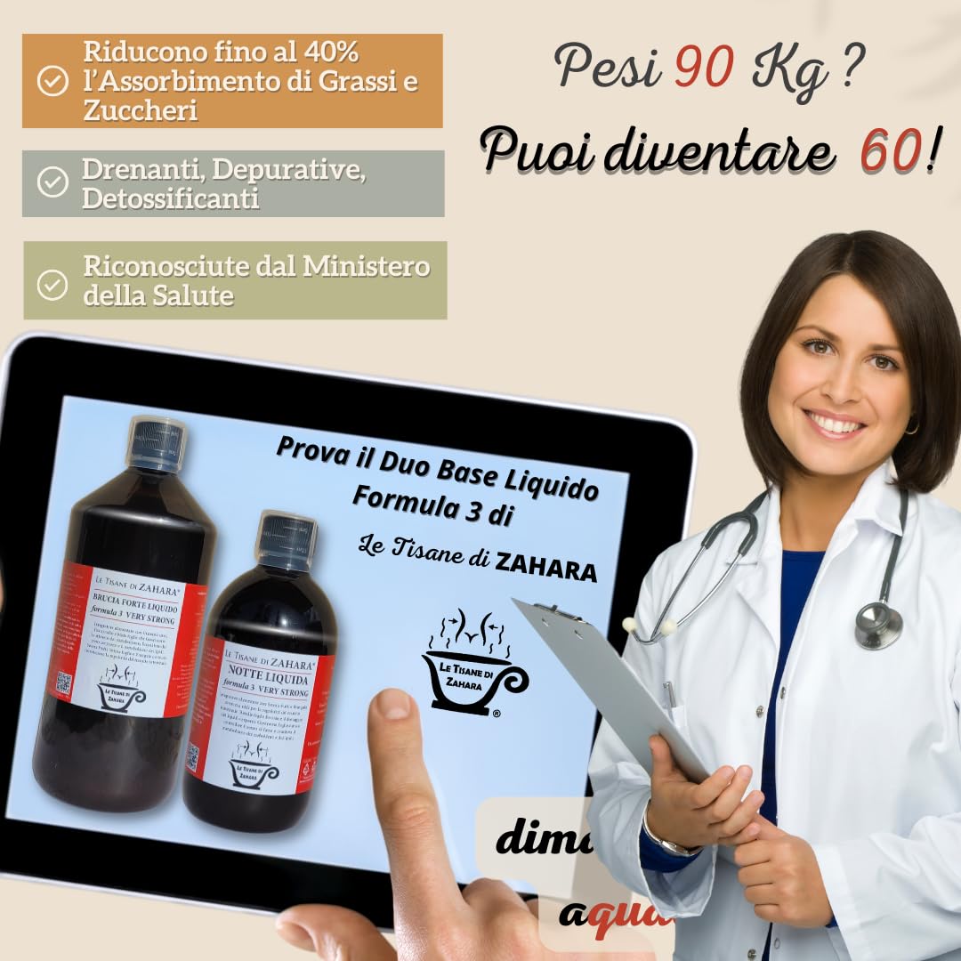 Miscela Forte e Notte Liquido Very Strong, Kit Duo con Tè Verde, Caffè Verde e Garcinia, Migliora la Funzione Digestiva, Aiuta il Drenaggio dei Liquidi, Routine per Giorno e Sera