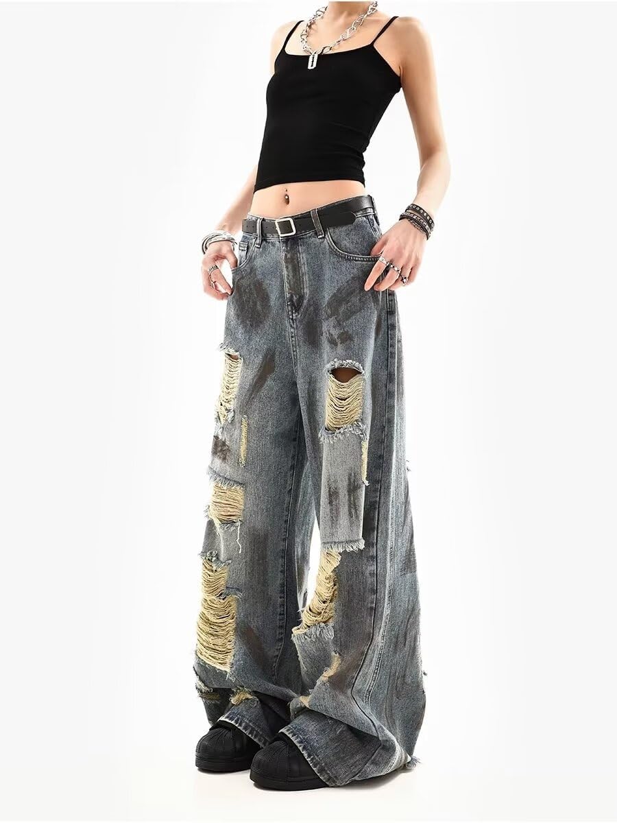 Old Retro Jeans for Women in Summer American Loose Draped Pants