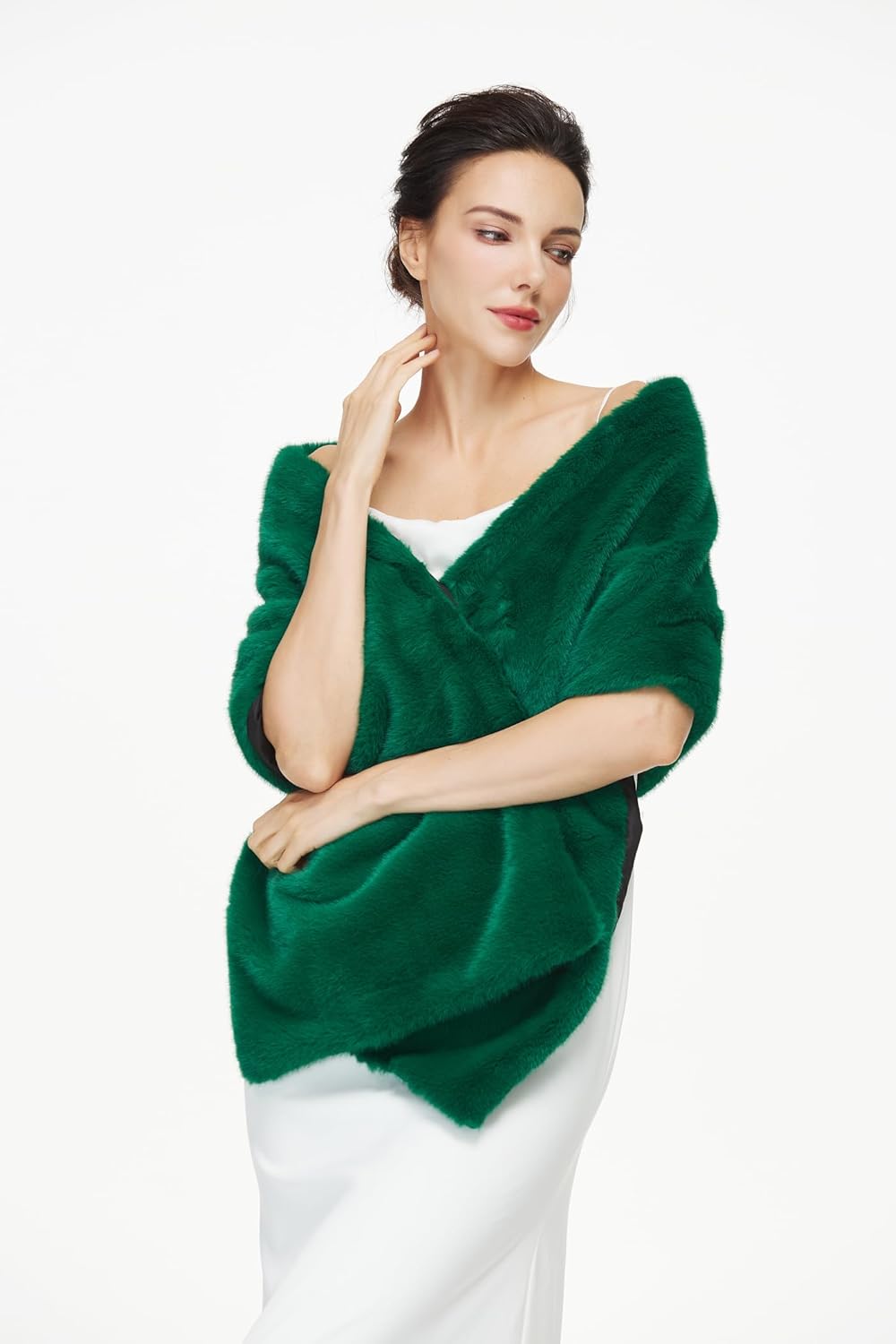 Women Faux Fur Shawl Wrap for Evening Dresses Bridal Fur Stoles Scarf for Wedding Party - Image 2