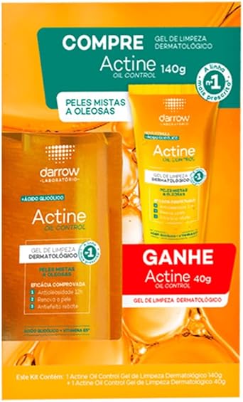 Darrow Actine Oil Control Kit Gel de Limpeza Dermatológico Facial com Ácido Glicólico e Vitamina B5 que Controla Oleosidade sem efeito rebote, Renova a Pele e Reduz Poros, 140g + 40g é boa?