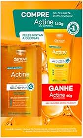 Darrow Actine Oil Control Kit Gel de Limpeza Dermatológico Facial com Ácido Glicólico e Vitamina B5 que Controla Oleosidade sem efeito rebote, Renova a Pele e Reduz Poros, 140g + 40g