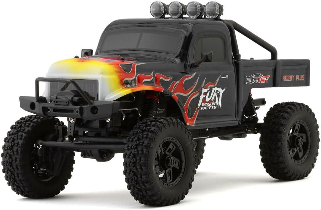 Furitek FUR-2411 - Fury Wagon 1/18 Brushless Rock Crawler, Black/Flames