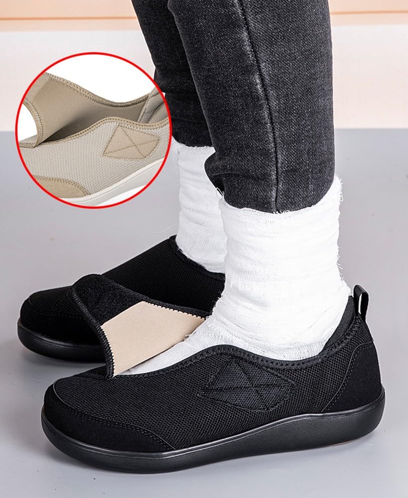 Eagsouni Extra Weit Diabetiker Schuhe Damen Herren Hausschuhe Leichte Atmungsaktive rutschfest Orthopädische verbandsschuhe Klettverschluss Senioren Walkingschuhe für Geschwollene Füße