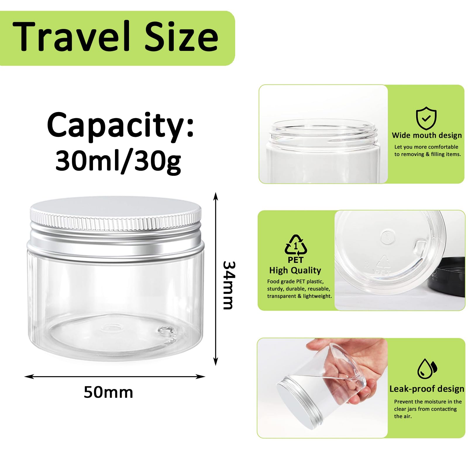 Apstaqeoo 12Pcs, 30ml/30g Empty Plastic Cosmetic Jars - Image 2
