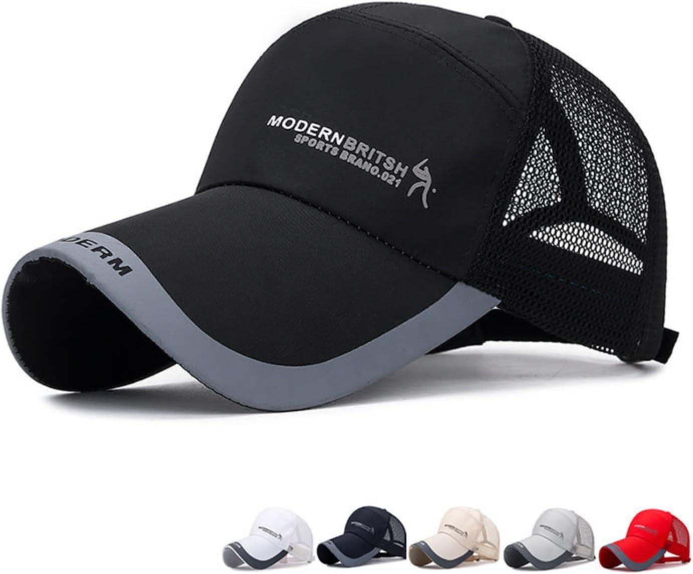 JDLYEVER Summer Baseball Cap Fully Breathable Mesh, Summer Extended Eaves Sunscreen Baseball Cap Men's Outdoor Sunshade Casual Mesh Cap Thin Cloth Breathable Summer Hat, 10cm Extra-Long Brim